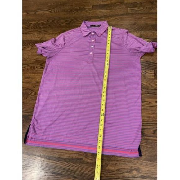 RLX Ralph‎ Lauren Stripes Golf Polo Shirt Men Large Pink Blue - Picture 6 of 7